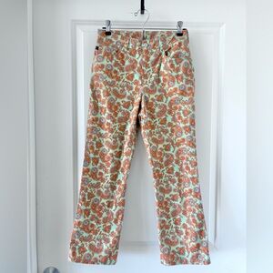 Ralph Lauren Cropped Paisley Pants Mint Green Orange Flare Size 2 Lightweight